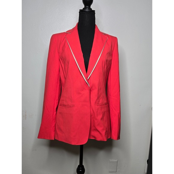 NWT Elie Tahari Orange Blazer White Trim Size 8 - Picture 1 of 15